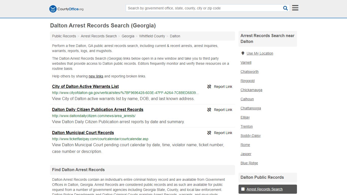 Arrest Records Search - Dalton, GA (Arrests & Mugshots) - County Office