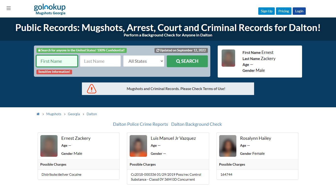 Mugshots Dalton, Arrest Records Dalton - GoLookUp